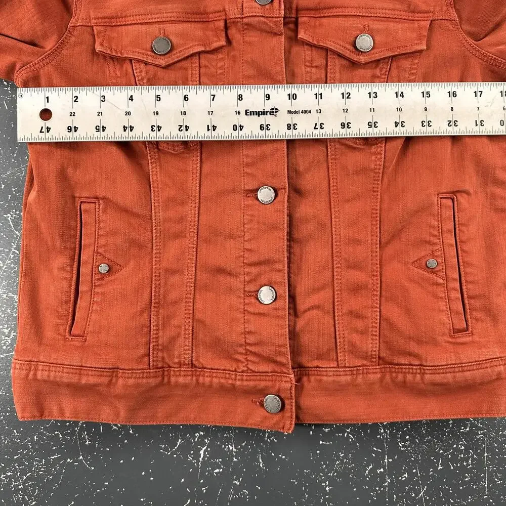 Liverpool Denim Jacket Womens Medium Rust Burnt Orange Trucker Soft Stretchy EUC - Picture 4 of 7